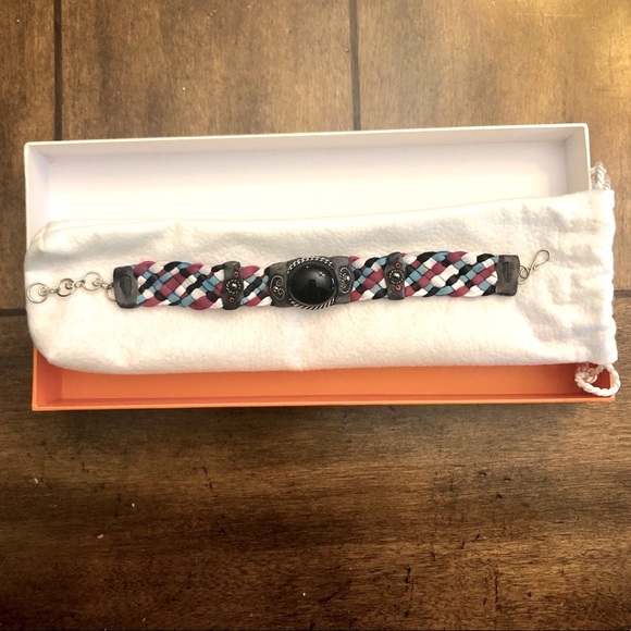 ❤️🤍🩵🖤Leather Bracelet w/Obsidian stone - Picture 1 of 7